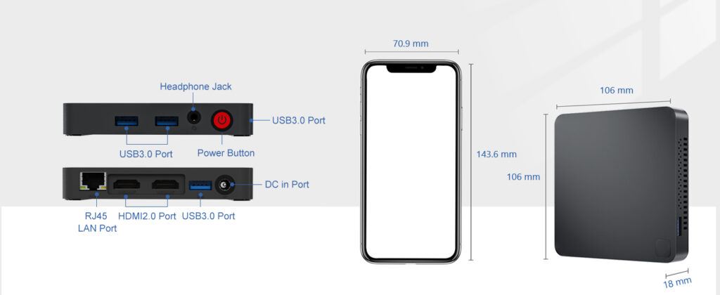 Beelink T5 Size and Configuration