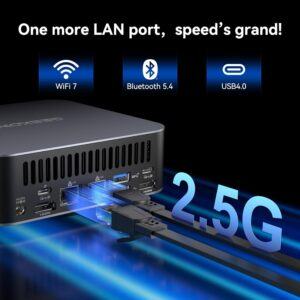 GEEKOM GT1 Mega Mini PC Connections. Fast WIfi, Bluetooth, USB 4, and LAN