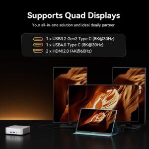 The GEEKOM A1 supports quad displays, including 2 8K@30Hz