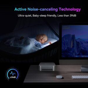 Active Noice Canceling Technology in the Blackview MP80 Mini PC, with a noise level of less the 39 db