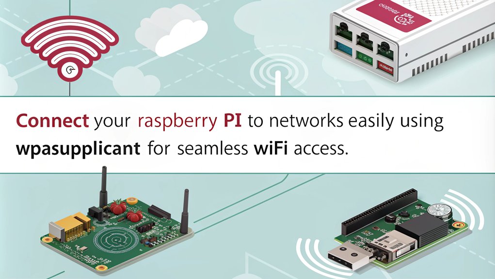 An infographic about using Wpa_Supplicant for Wifi connectivity on a Raspberry Pi. Highlight step-by-step instructions, troubleshooting tips, and configuration settings. 