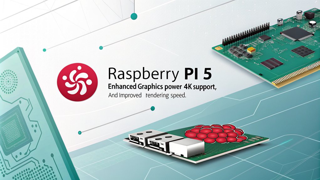 An infographic showcasing the Graphics Performance Improvements of the Raspberry Pi 5, highlighting key performance benchmarks compared to previous models.