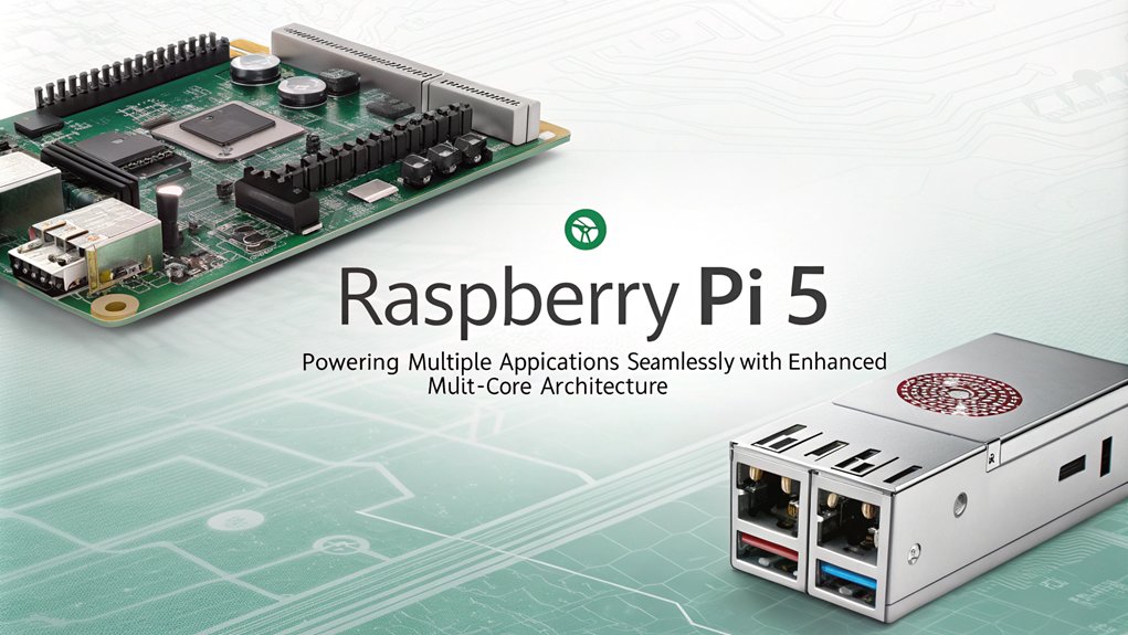 An infographic showcasing the superior multi-core functionality of the Raspberry Pi 5. Highlight its multitasking capabilities and what tasks it can efficiently handle.