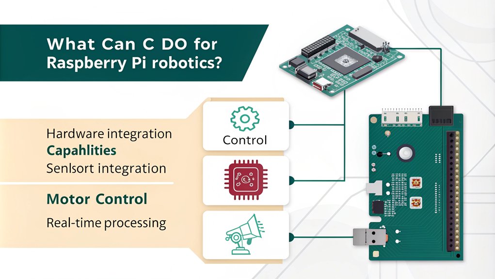 An infographic about Hardware Integration Capabilities in the context of What Can C++ Do for Raspberry Pi Robotics?