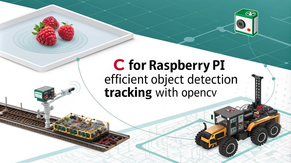 An infographic about Object Detection and Tracking in the context of What Can C++ Do for Raspberry Pi Robotics, highlighting key components such as OpenCV integration, camera setup, and real-time processing.