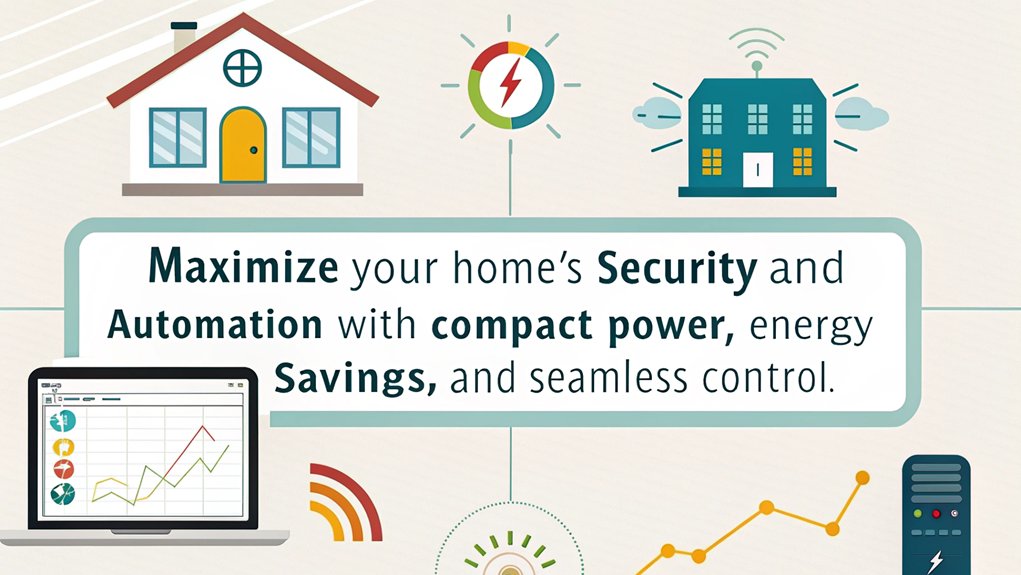 An infographic illustrating the performance and efficiency advantages of using a mini PC for home automation and security systems.