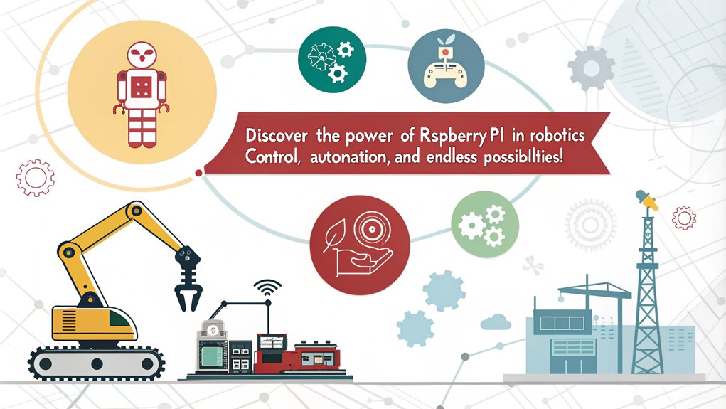 An infographic showcasing Robotics and Control Projects using Raspberry Pi. Highlight its features, applications, and project ideas.