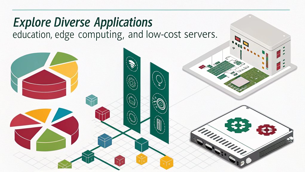 An infographic detailing the use cases for Raspberry Pi clustering versus a Mini PC for projects such as distributed computing, IoT applications, and educational purposes.