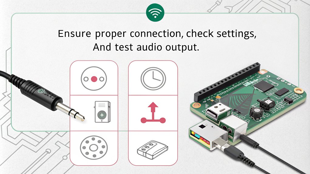 An infographic illustrating how to check USB sound devices on a Raspberry Pi for troubleshooting sound issues.