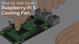 A realistic image of a person installing a cooling fan on a Raspberry Pi 5. cooling fan The setup includes tools and components.