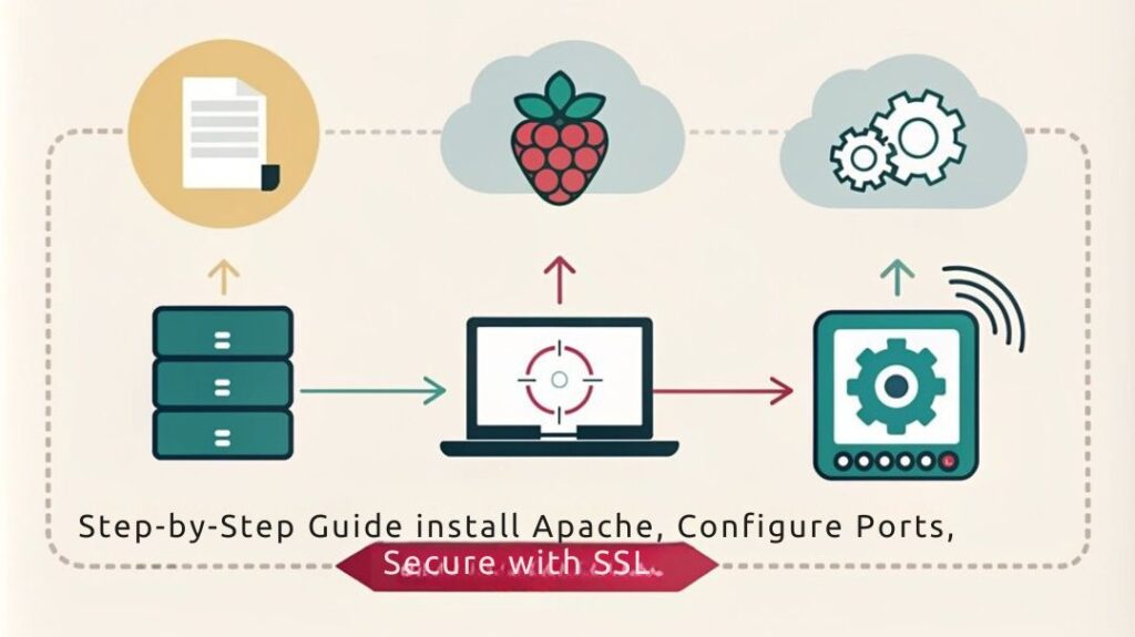 An infographic showcasing the steps to configure a web server on a Raspberry Pi as personal cloud storage.