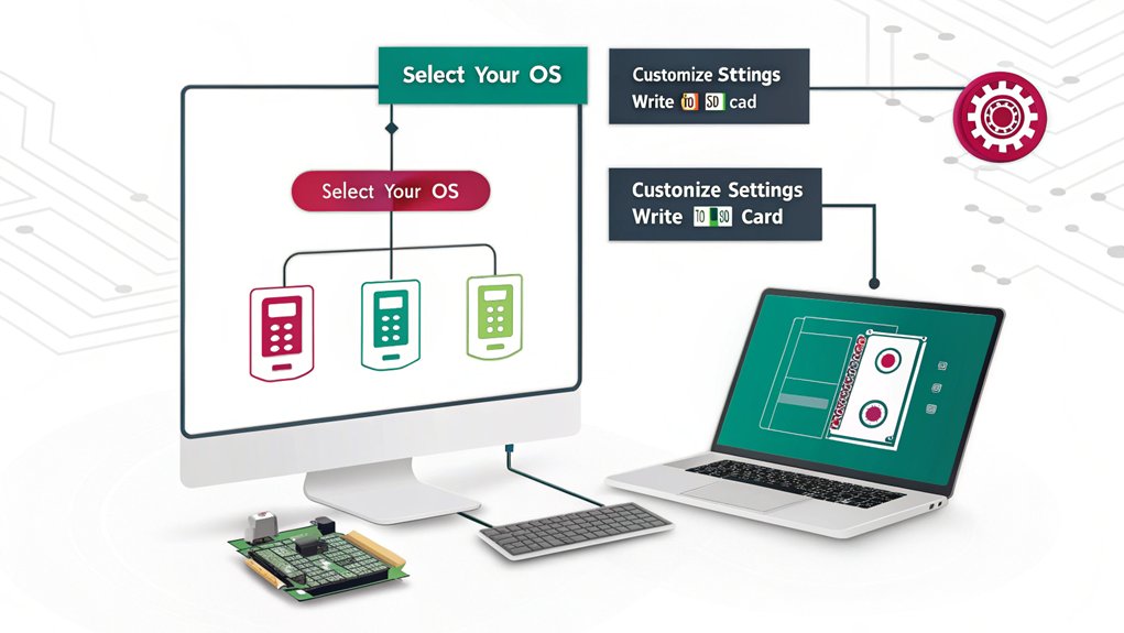 An infographic showcasing the essential steps for configuring OS settings using Raspberry Pi Imager.