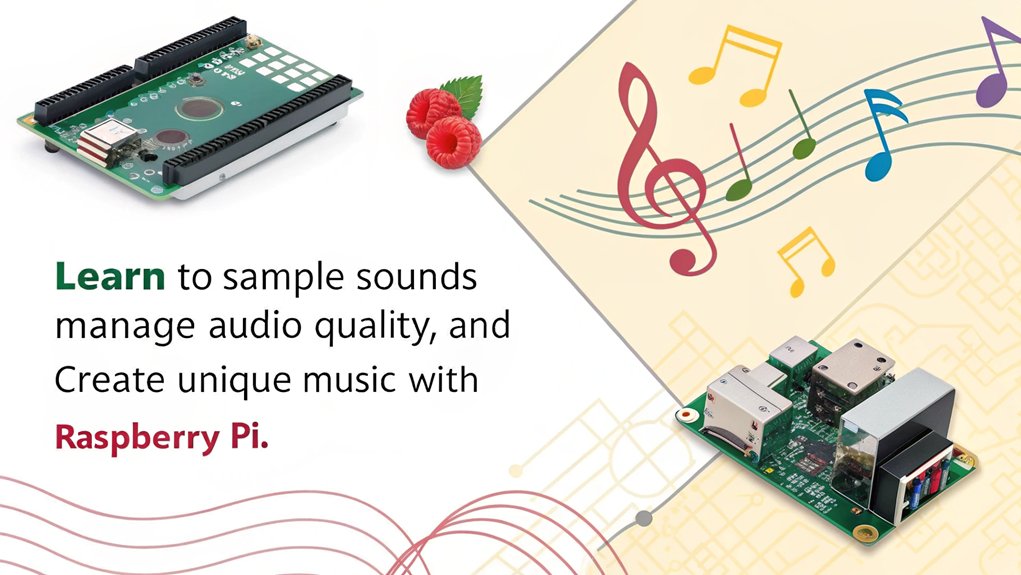 An infographic illustrating Sampling and Sound Management in the context of building a MIDI sampler with a Raspberry Pi.