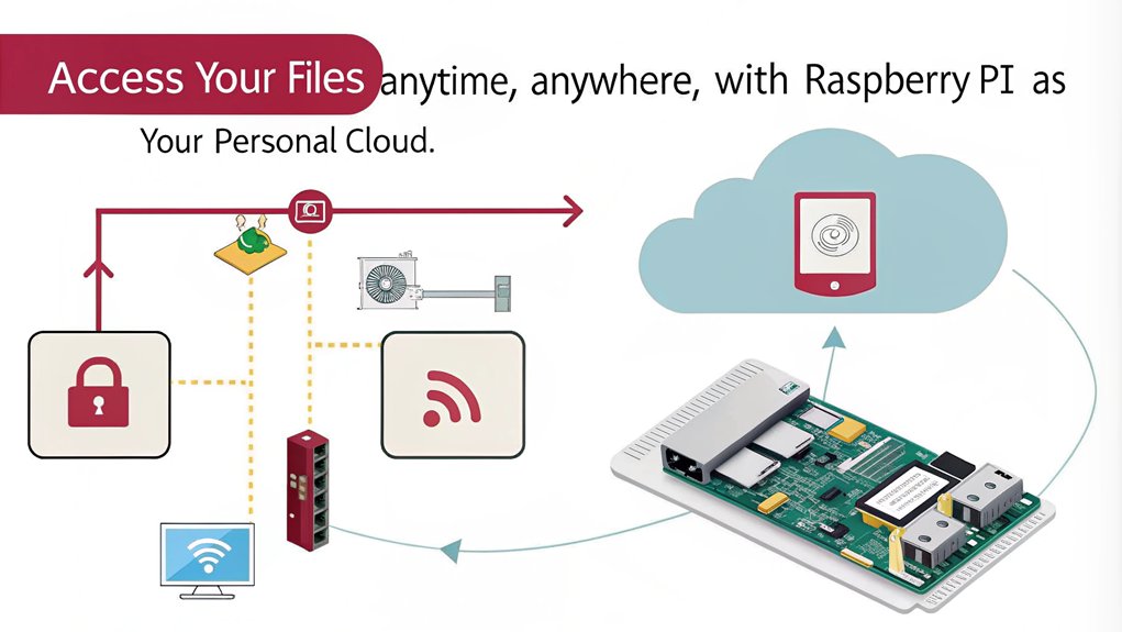An infographic showcasing how to access your cloud storage using Raspberry Pi as personal cloud storage.