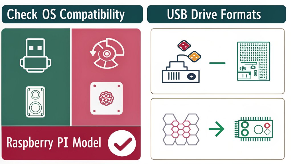 An infographic highlighting compatibility concerns when troubleshooting common issues with Raspberry Pi Imager.