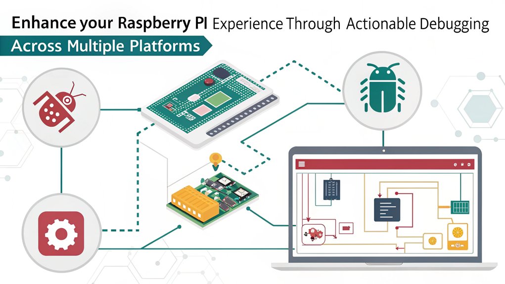 An infographic that highlights the compatibility of effective debugging tools for Raspberry Pi users across multiple platforms
