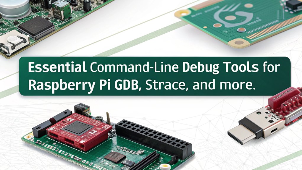 An infographic showcasing Command-Line Debuggers as essential debugging tools for Raspberry Pi development. Highlight benefits, popular options, and usage tips.