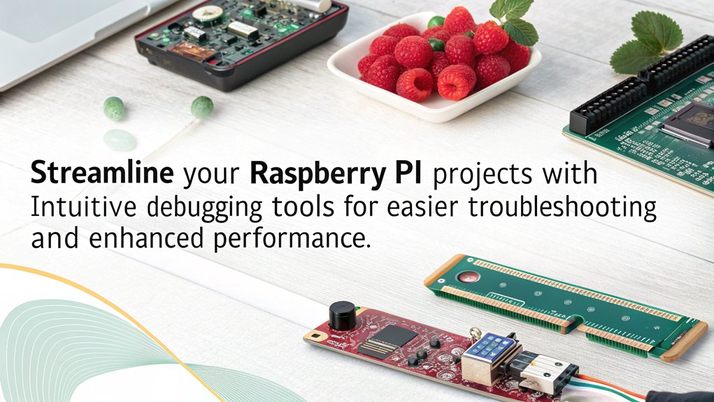 An infographic highlighting the user-friendly setup and usage of effective debugging tools for Raspberry Pi.