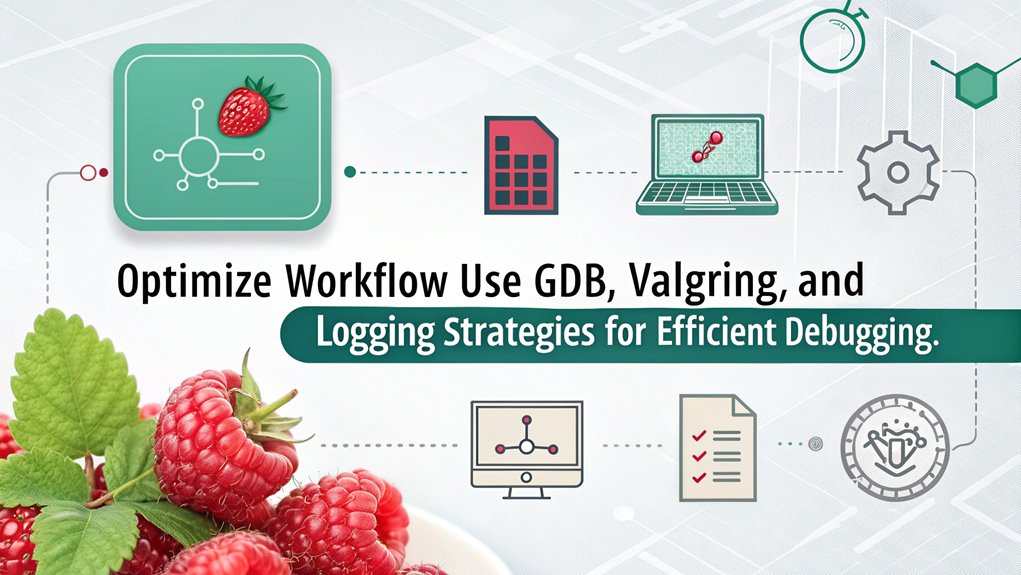 An infographic showcasing the best practices and setup for using top debugging tools for Raspberry Pi development. 