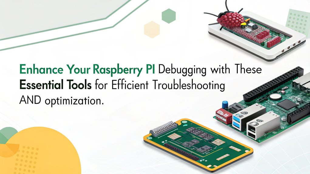 An infographic showcasing additional debugging tools for Raspberry Pi development. Highlight tools like GDB, Valgrind, and strace.