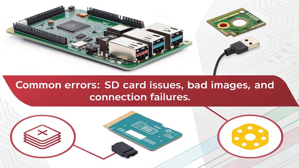 An infographic highlighting error messages and diagnosis tips for troubleshooting common issues with Raspberry Pi Imager. 