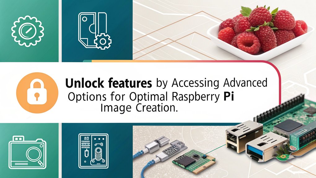 An infographic showcasing tips and tricks for using Raspberry Pi Imager effectively, focusing on accessing advanced options.