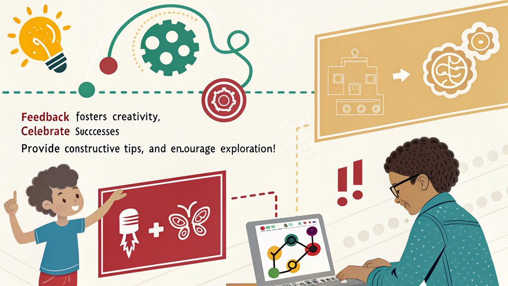 An infographic illustrating effective strategies for engaging kids through feedback while teaching Scratch on Raspberry Pi. Highlight interactive techniques and the importance of encouragement.