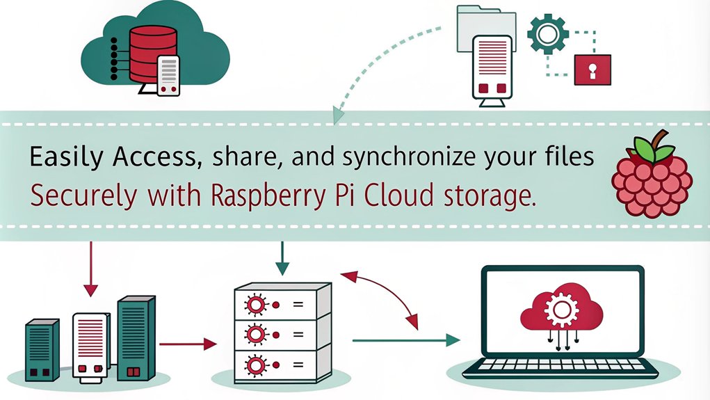 An infographic highlighting how to manage files and data using Raspberry Pi as personal cloud storage setup.