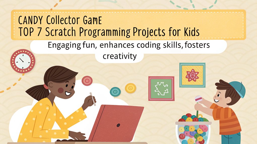 Candy Collector game, one of the top scratch programming projects for kids