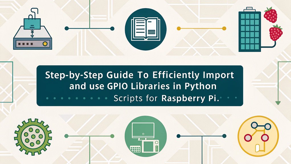 An infographic showcasing the process of importing libraries for building Python Scripts for Raspberry Pi GPIO