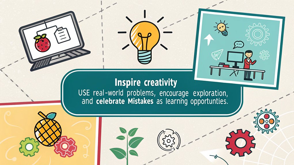 An infographic illustrating tips for teaching kids Scratch on Raspberry Pi, focusing on encouraging creative projects.