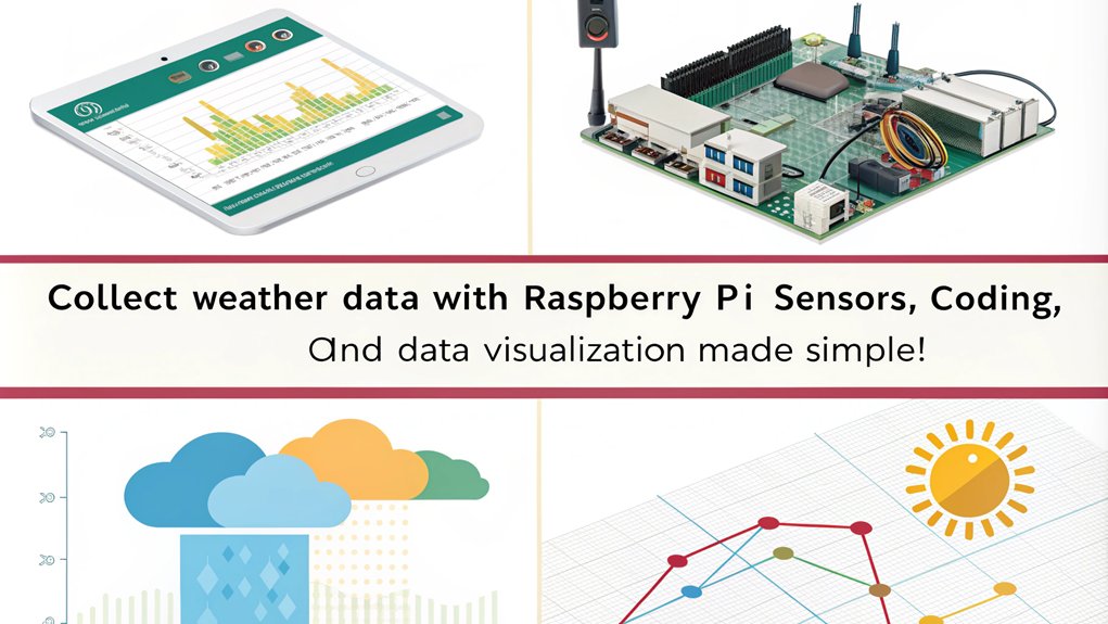 An infographic showcasing "Setting Up a Weather Station" as an easy Raspberry Pi project for new users.