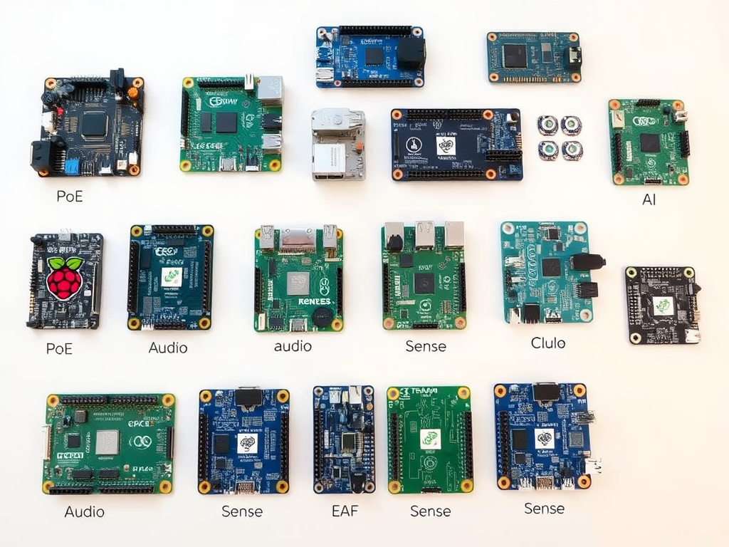 Selection of different Raspberry Pi HATs displaying diverse functionalities.