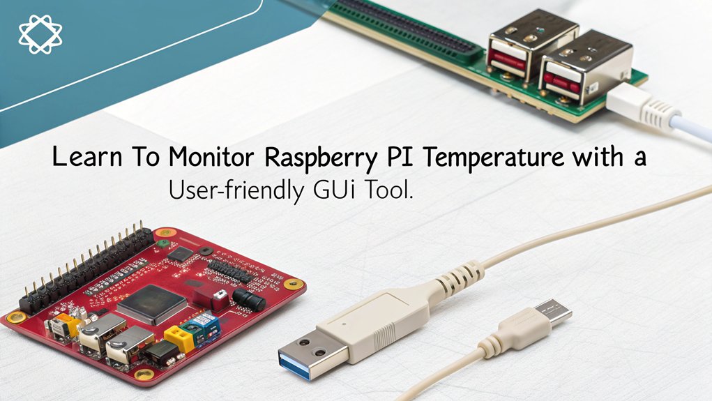 An infographic on using a GUI for Monitoring Temperature on a Raspberry Pi detailing simple steps to track temperature. 