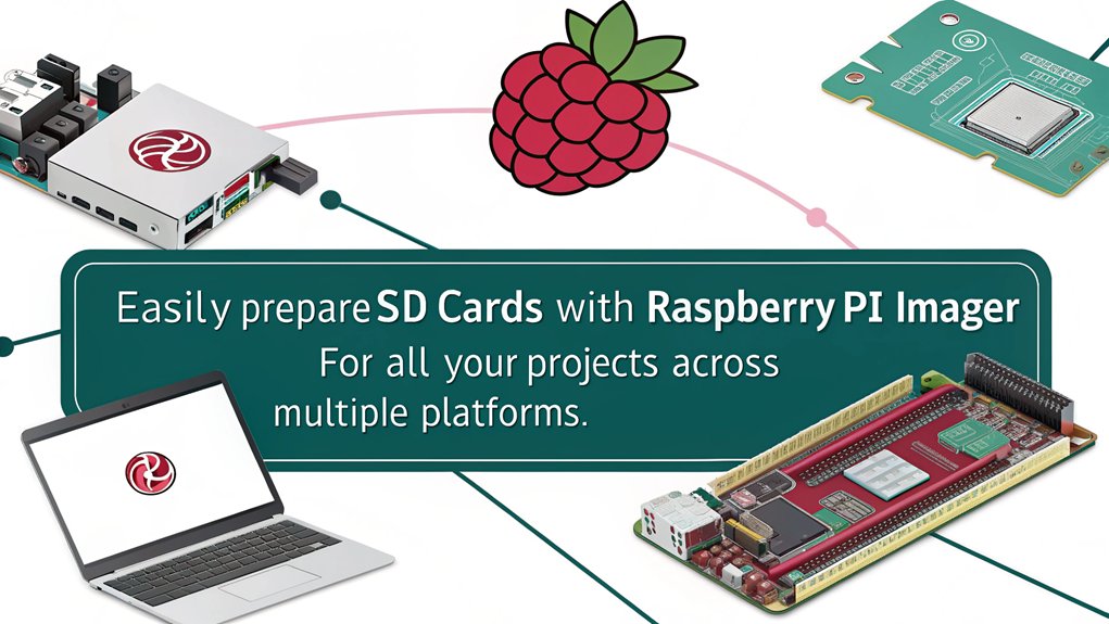 An infographic illustrating the importance of Raspberry Pi Imager for DIY projects, highlighting its support for various platforms like Windows, macOS, and Linux.