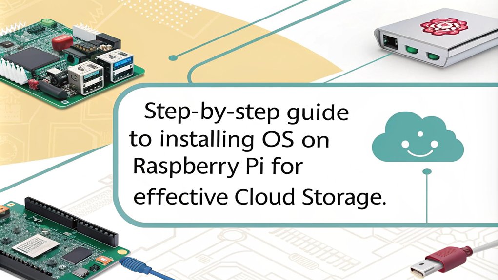 An infographic illustrating the Installation of the Operating System for setting up a Raspberry Pi as personal cloud storage.