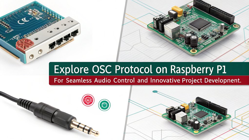 An infographic showcasing the OSC Protocol for Raspberry Pi in advanced audio projects. Highlight setup, communication, and applications.