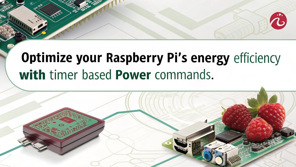 An infographic showcasing the effective use of Power Management Commands for Low-Power Timer Options for Raspberry Pi.