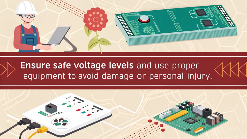 An infographic depicting safety considerations for monitoring power on a Raspberry Pi. Illustrate best practices, tools, and common pitfalls. 