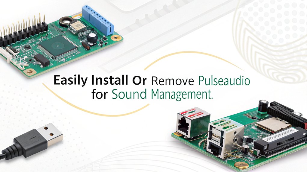 An infographic showcasing the steps for Installing or Removing PulseAudio on Raspberry Pi 5.
