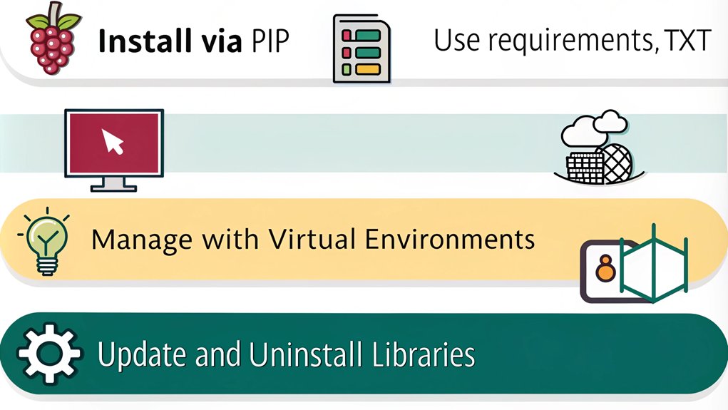 An infographic about installing Python libraries in the context of Master Python for Your Raspberry Pi Projects. 