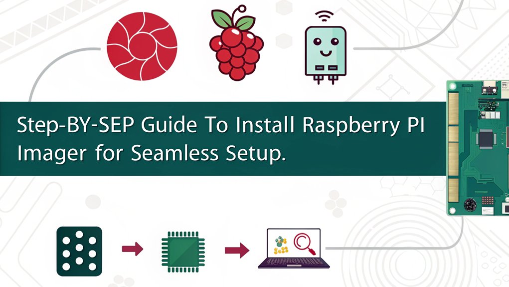 An infographic about installing Raspberry Pi Imager as part of getting started with Raspberry Pi Imager