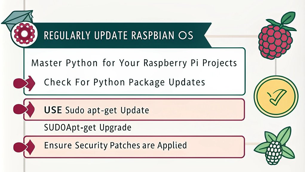 An infographic about keeping your system updated in the context of Master Python for Your Raspberry Pi Projects. 