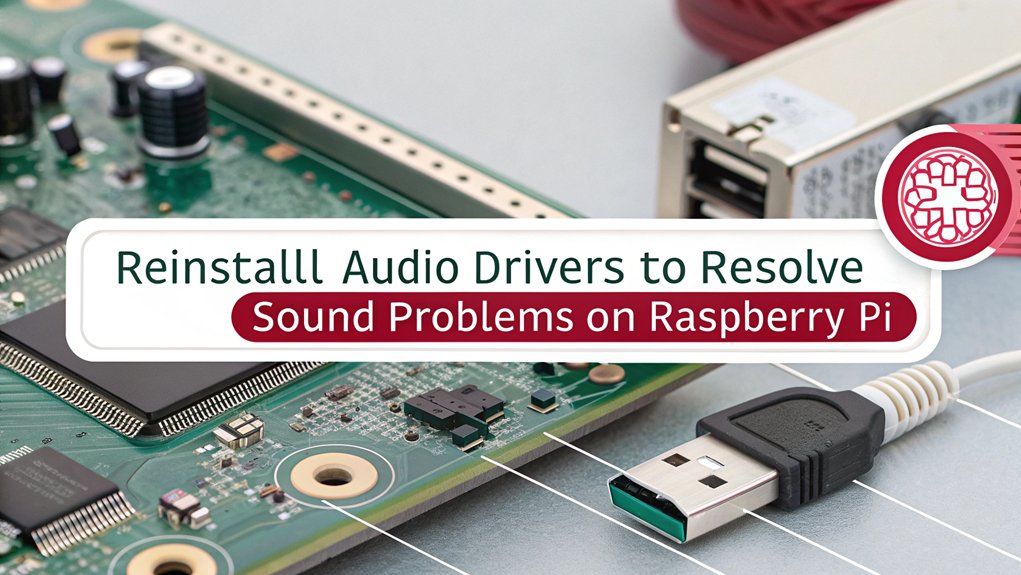 An infographic illustrating audio driver reinstallation for troubleshooting Raspberry Pi audio issues.