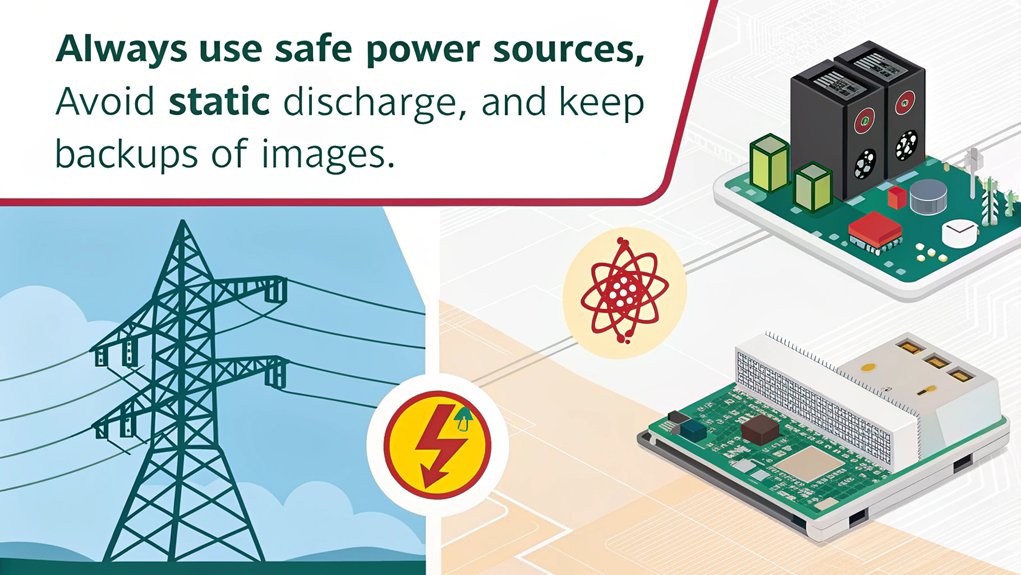 An infographic that highlights best practices for safety when using Raspberry Pi Imager. 