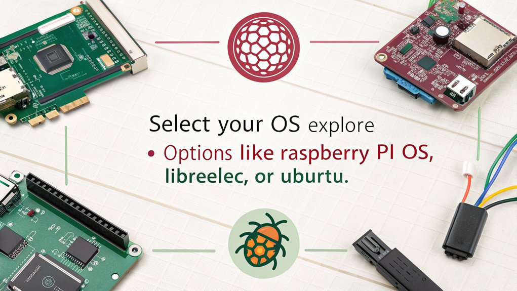 An infographic illustrating how to choose an operating system for Raspberry Pi Imager. Highlight key steps and tips for beginners.