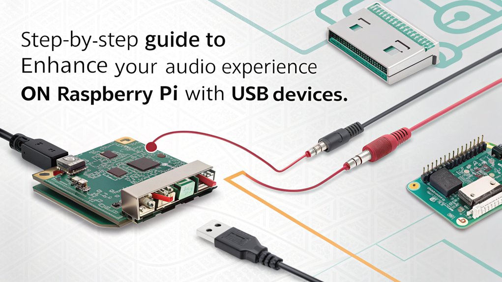 An infographic highlighting Installation and Connection of USB Audio Devices to Raspberry Pi for superior sound quality.