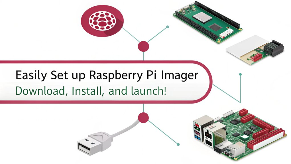 An infographic illustrating the steps to launch the Raspberry Pi Imager application for beginners.