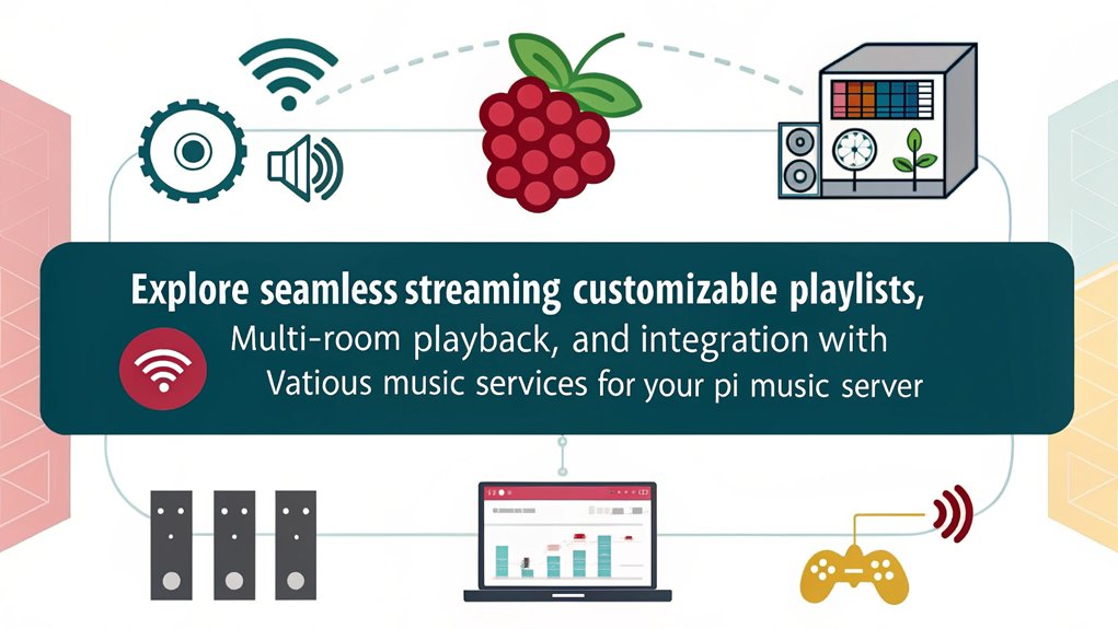An infographic about Streaming and Playback Features in Setting up a Raspberry Pi Music Server with Volumio.
