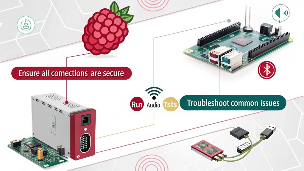 An infographic showcasing the process of Testing Your Setup for Amazing Digital Sound on Raspberry Pi with I2S.